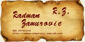 Radman Zamurović vizit kartica